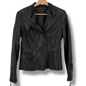 BLANKNYC Black Faux Vegan Leather Moto Jacket Womens Sz Medium Zip Pockets
